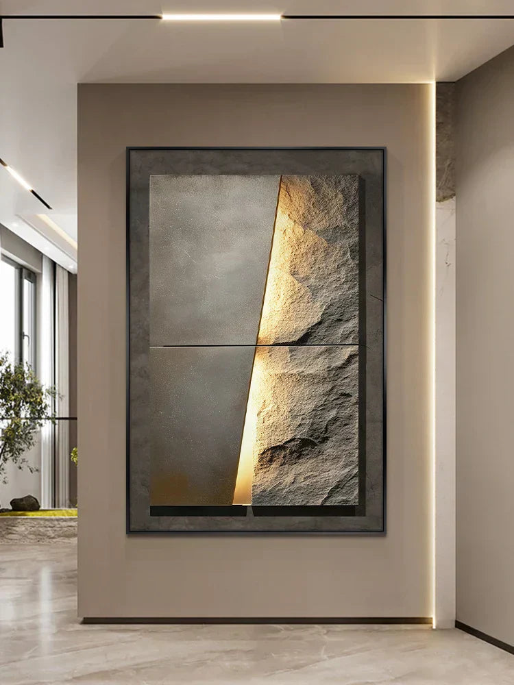 Elegante LED-Wandlampe mit Steinstruktur für modernes Ambiente
