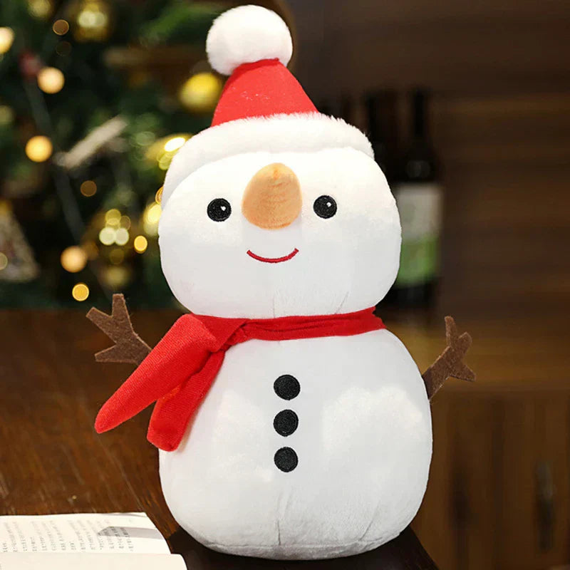 Weihnachtliche Plüschspielzeuge zur Dekoration – Rentier, Weihnachtsmann, Schneemann