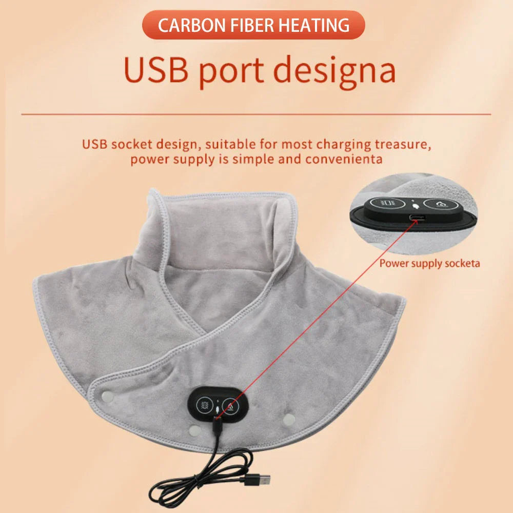 Ergonomischer Nacken- und Schultermassager mit Wärme | USB-Heizkissen mit Vibration | 3 Heizstufen & Zeitsteuerung | Kuschelweicher Stoff