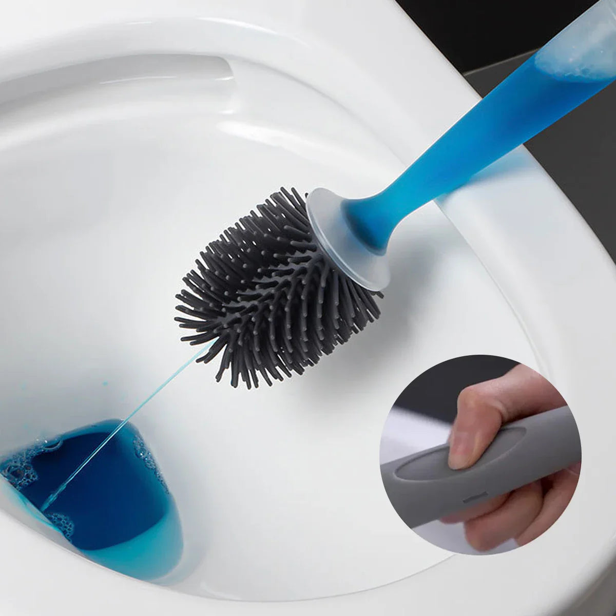 Hygienische Toilettenbürste mit integriertem Seifenspender