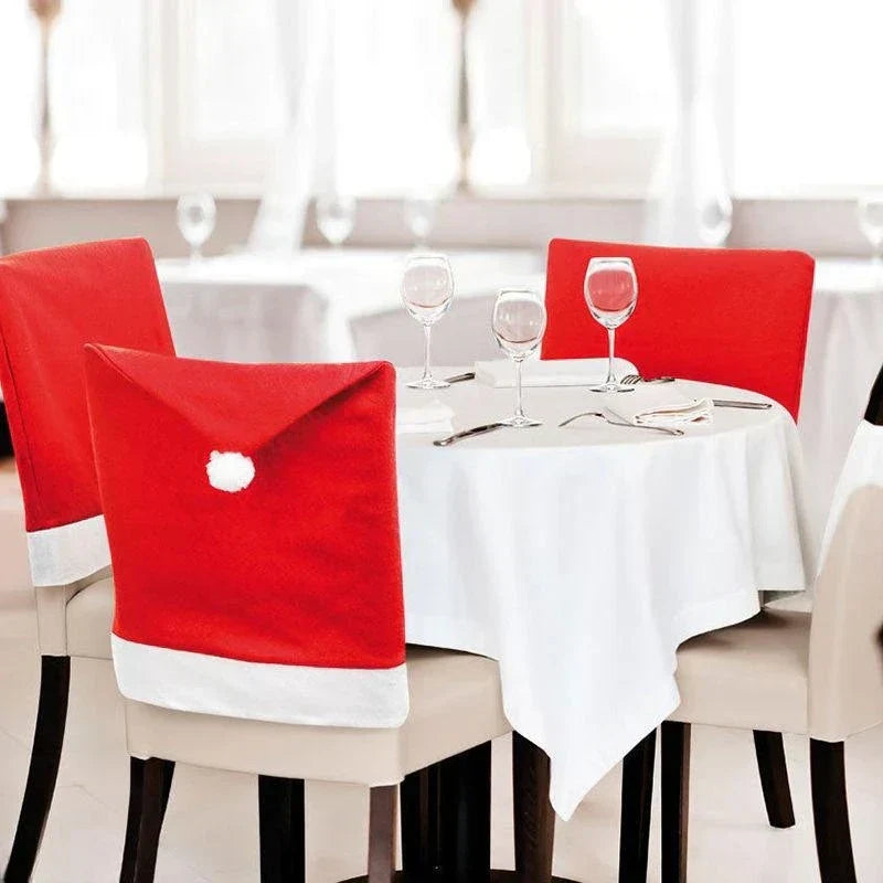Weihnachtsstuhlbezüge im Santa-Design – Set von dekorativen Bezügen