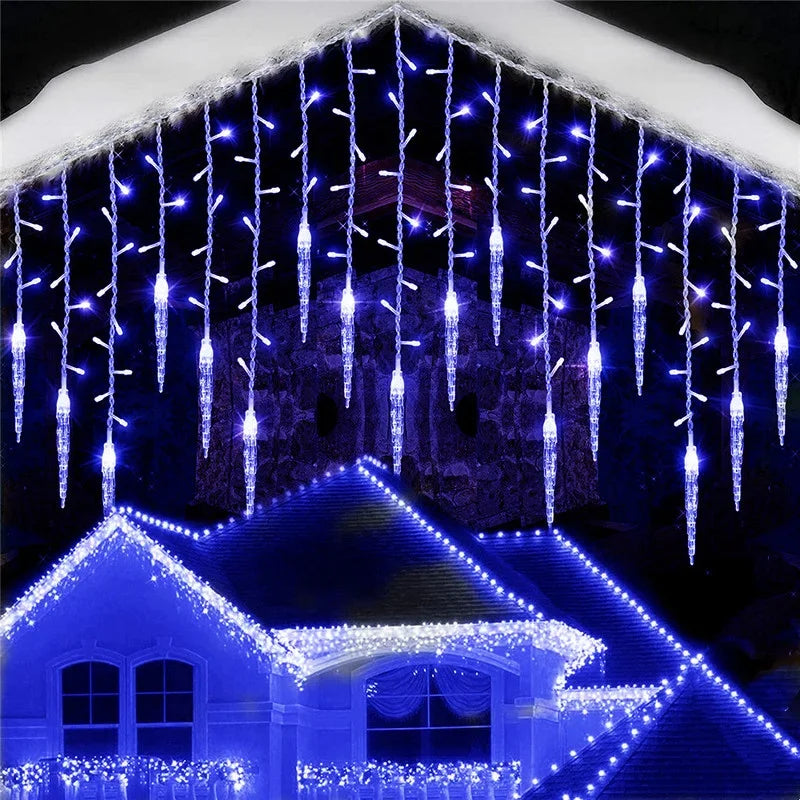 Frosted LED Curtain Lights String | 8 Creative Lighting Modes | Festive Winter Decoration 2025 | EU Plug