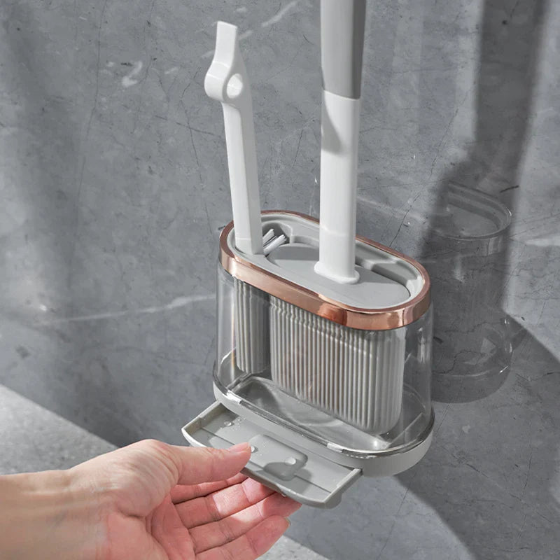 Innovatives Toilettenbürsten-Set aus Silikon mit Wandhalterung & Abflussreiniger