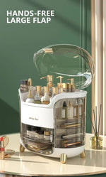 Luxuriöser transparenter Schminkorganisator mit Schiebetüren und Schubladen
