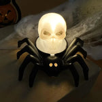 Gespenstische LED Schädel- und Spinnenlampe für Halloween