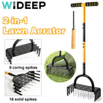 Lawn Aerator Pro | Manual Lawn Aeration with Steel Spikes | 16 Spikes & 8 Hollow Corers | For a Flourishing Garden