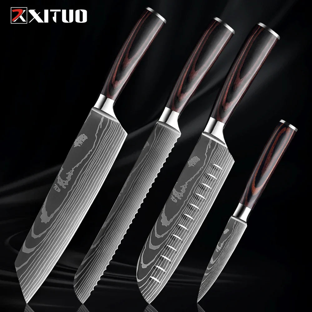 Edelstahl Küchenmesser Set von Nahria - 1-9 Teile mit Ergonomischen Griffen