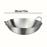 Großer Wok aus Edelstahl mit Doppelgriffen