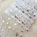 Elegant Table Runner GlamourShine | Metallic Mesh with Star Motif in Gold, Rose Gold, or Silver | Ideal for Festivities & Table Decoration