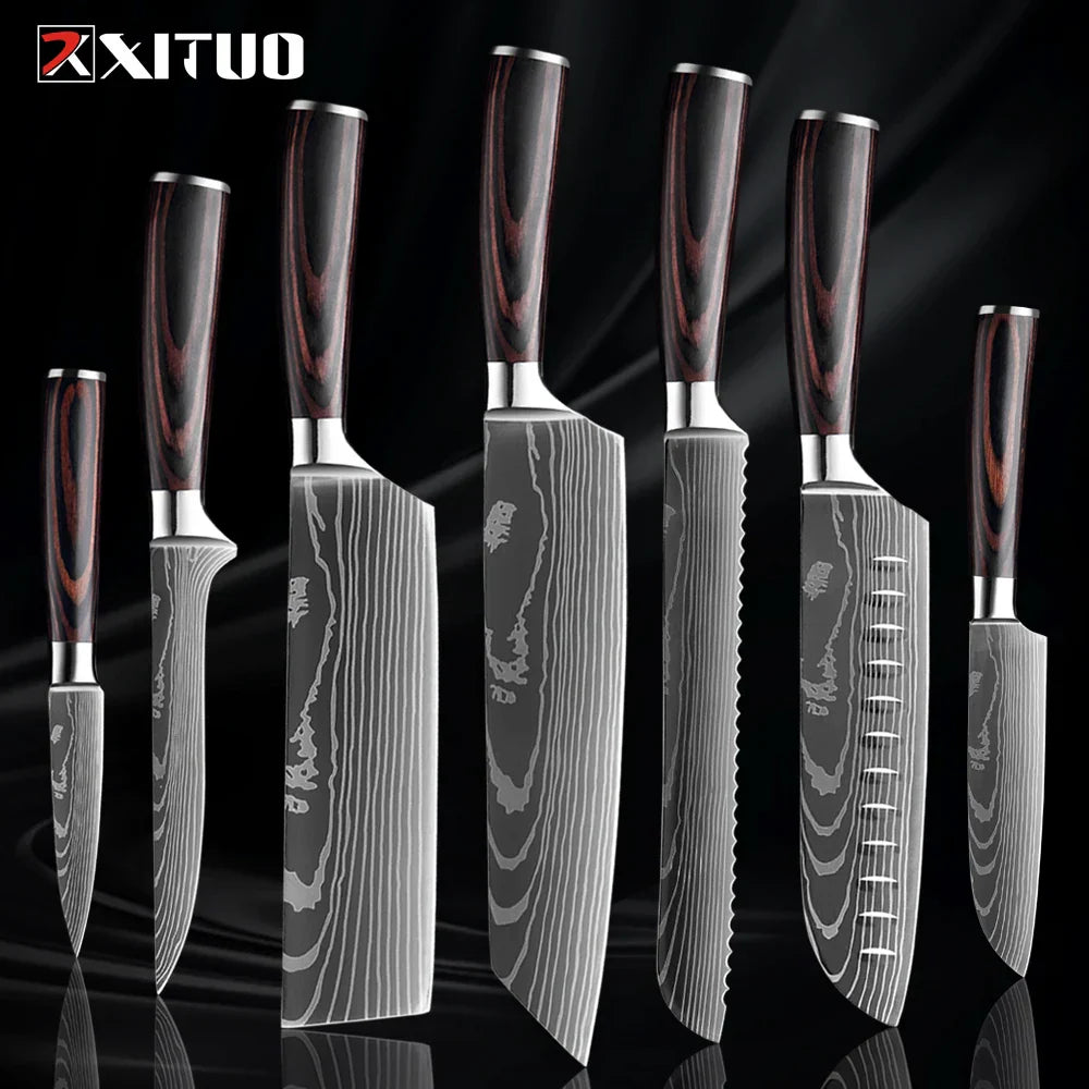 Edelstahl Küchenmesser Set von Nahria - 1-9 Teile mit Ergonomischen Griffen