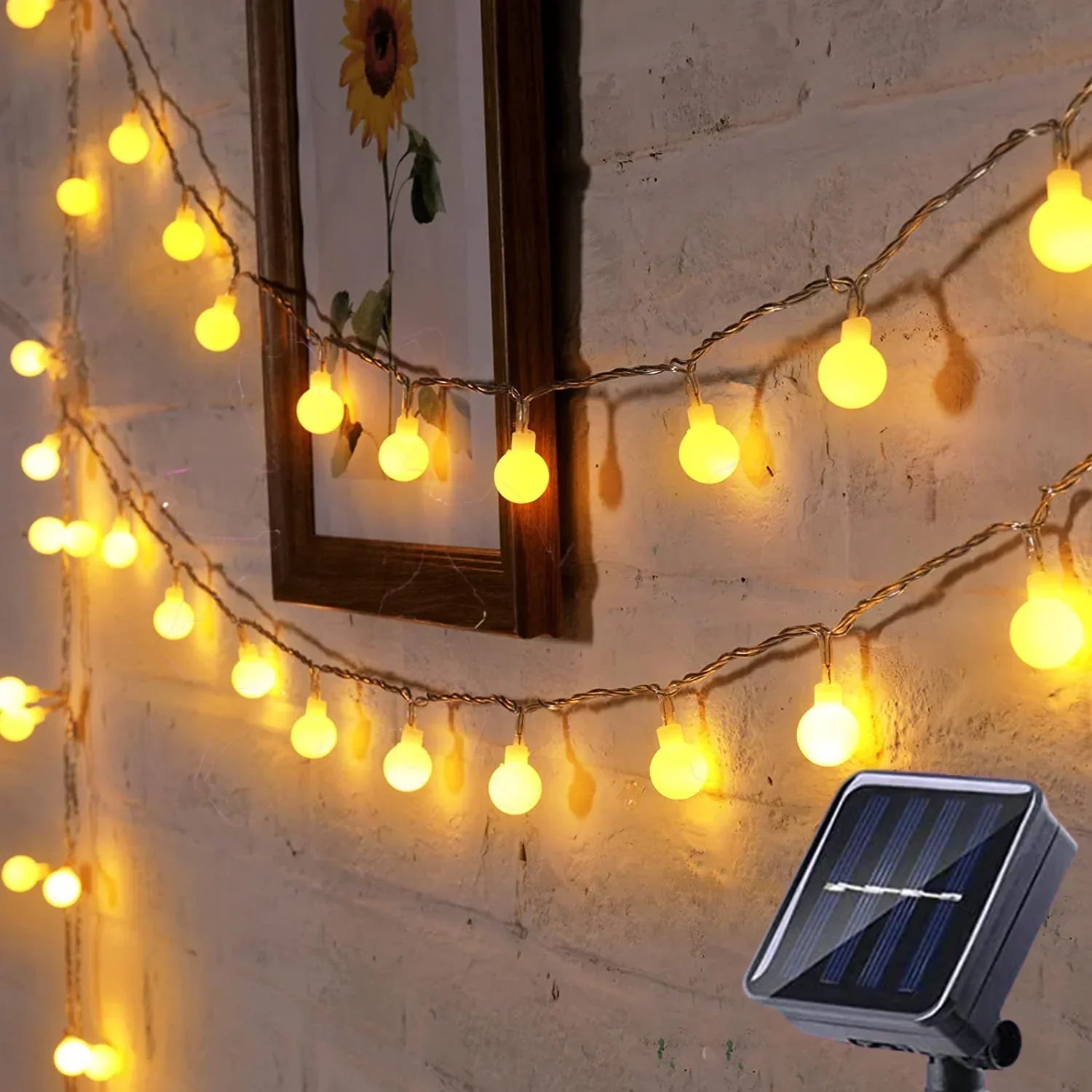 Solarlichterkette für den Außenbereich mit warmem und buntem Licht