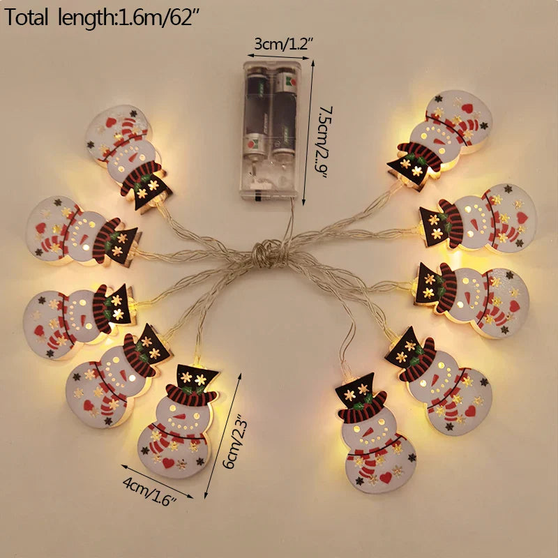 Festliche LED-Lichterkette mit Schneemann und Tannenbaum