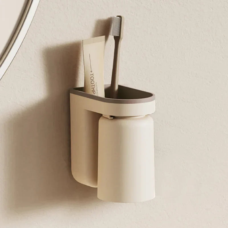 SmartFix 2-in-1 Wandhalterung für Zahnbürsten und Becher – Praktische Aufbewahrung ohne Bohren