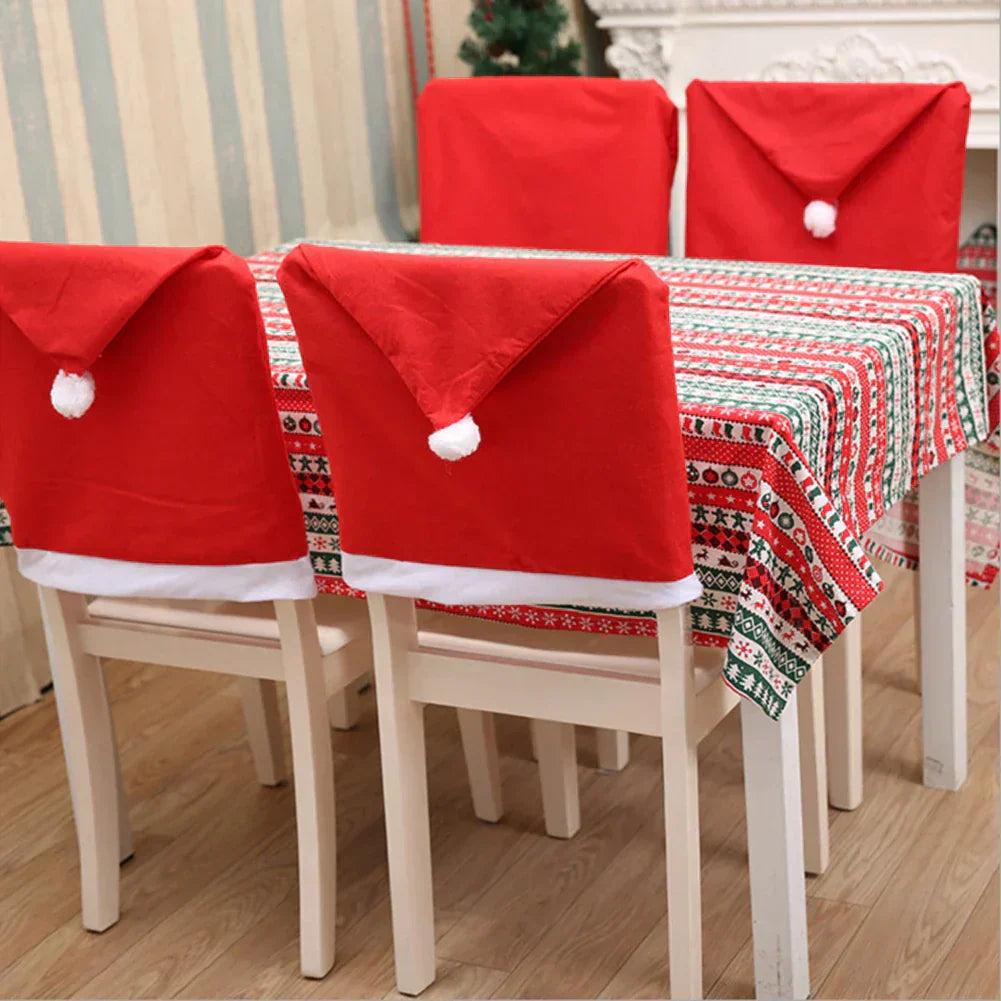 Weihnachtsstuhlbezüge im Santa-Design – Set von dekorativen Bezügen