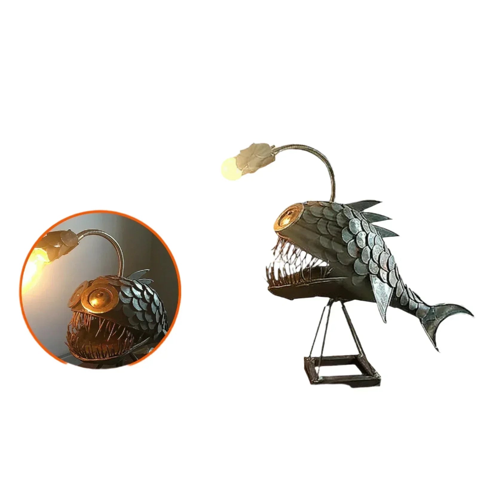 Handgefertigte Tischlampe für Angler – Verstellbare Lampe mit Fischmotiv