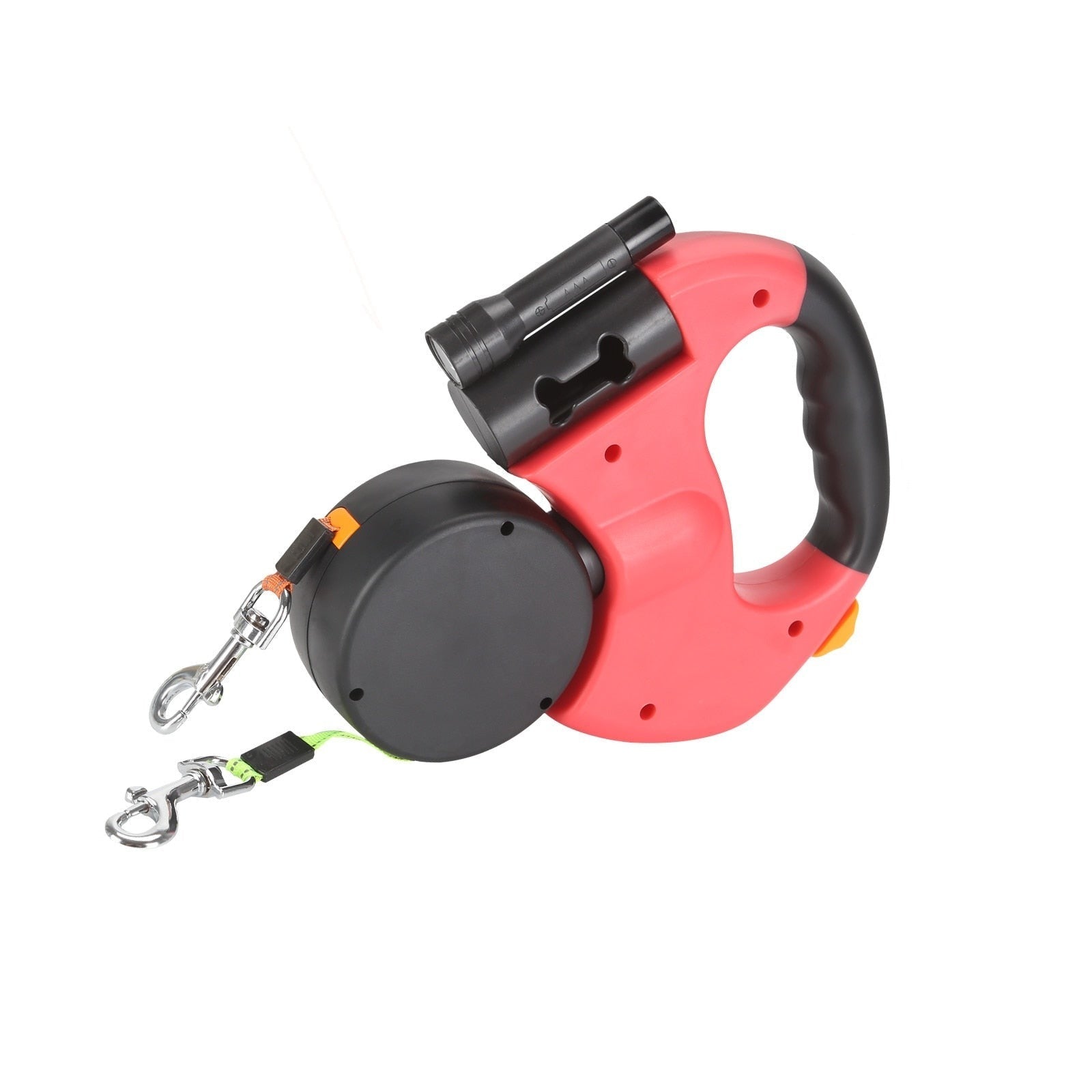 Doppelte, ausziehbare Hundeleine mit LED-Lampe – Spazierengehen mit zwei Hunden