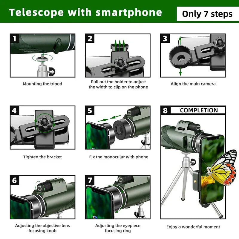 Experience Nature: Compact Monocular with 80x Magnification