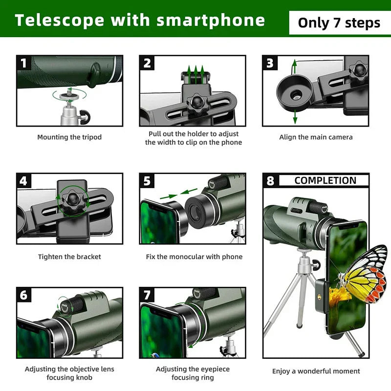 Entdecker 80x100 HD Zoom-Monokular: Tragbares Fernglas für Abenteuer