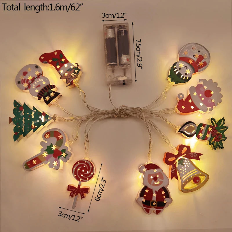 Festliche LED-Lichterkette mit Schneemann und Tannenbaum
