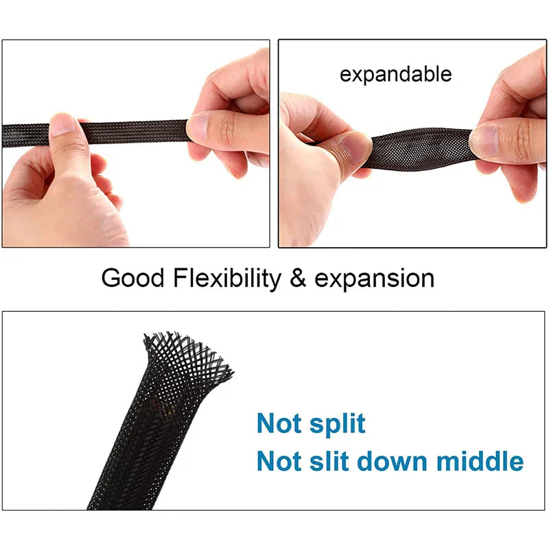 Heat Resistant Cable Protection Sleeve - 10 Meters Nylon for Cable Management