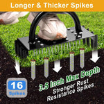 Lawn Aerator Pro | Manual Lawn Aeration with Steel Spikes | 16 Spikes & 8 Hollow Corers | For a Flourishing Garden