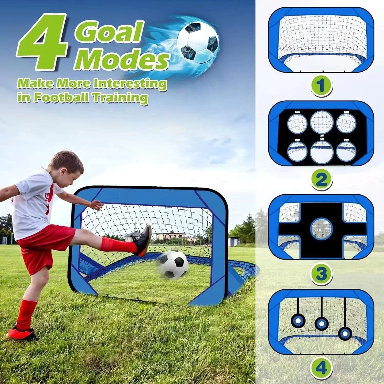 Soccer Goal for Kids – Foldable & Portable | 4-in-1 Training System