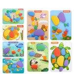 Set aus Puzzle und Rätsel mit Farben und Formen im Montessori-Stil