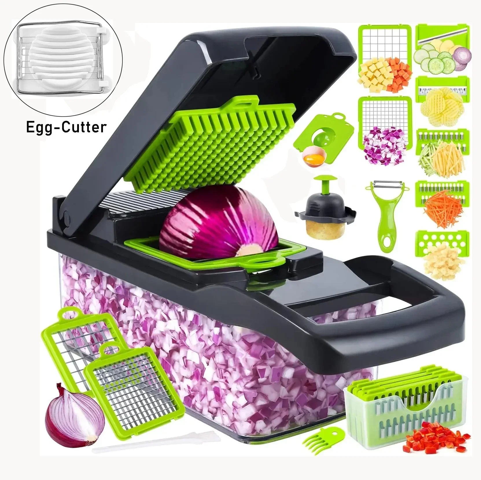 Küchenprofi | 12-in-1 Vegetable Chopper | 7 Stainless Steel Blades, Non-Slip & BPA-Free | For Versatile Vegetable Preparation