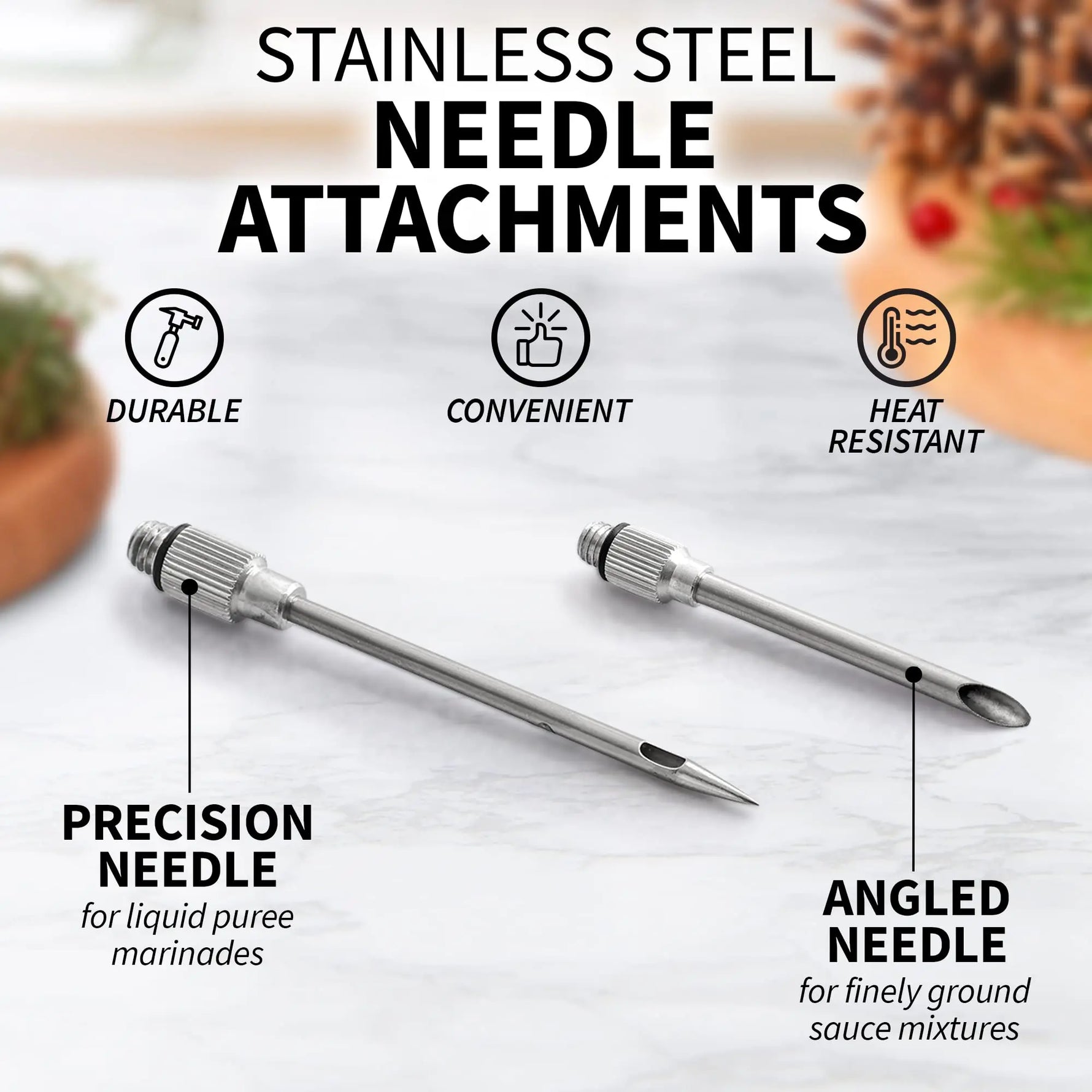 FlavorDirect - Marinade Injector with Double Needle Set made of Stainless Steel
