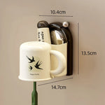 Wandmontierter Zahnbürstenhalter mit Hygienetasse