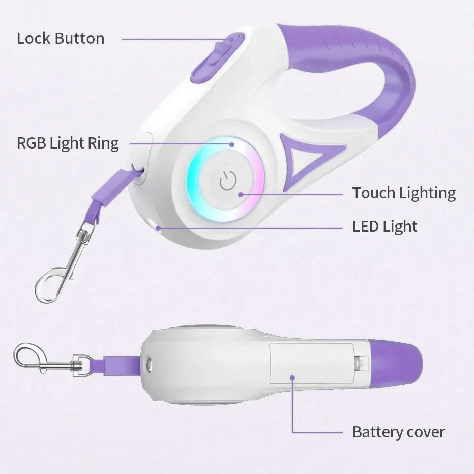 Safety Leash with LED for Dogs and Cats | Flexible & Ergonomic | Ideal for Nighttime