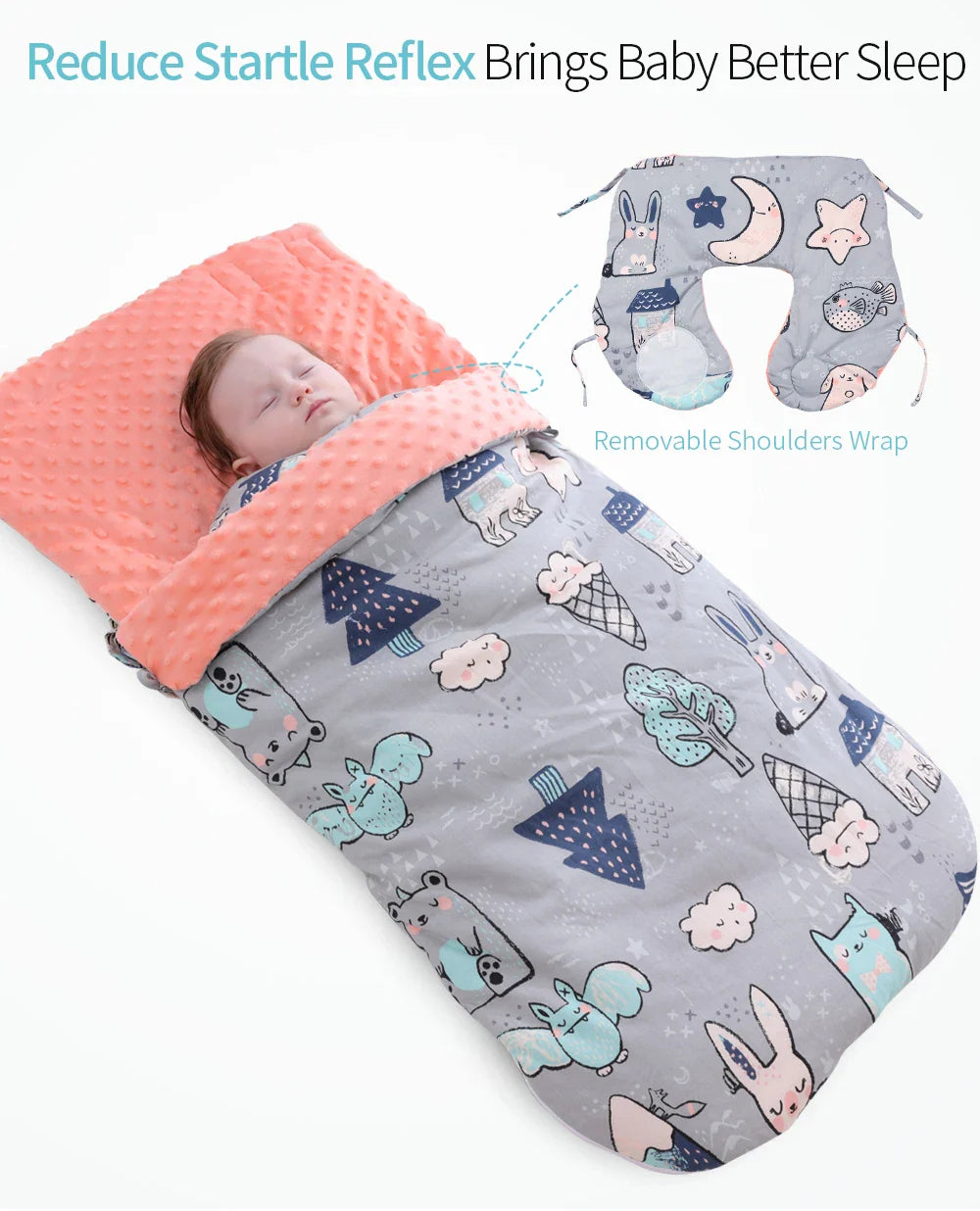 Schlafsack für Babys mit Kapuze – Minky-Decke für Neugeborene