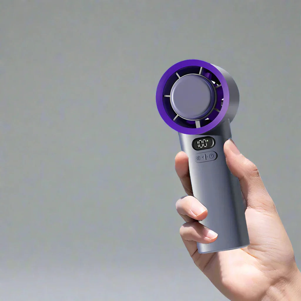 Mini Ventilator mit Kühlplatte – Tragbarer Lüfter mit 100 Geschwindigkeiten und einstellbarem Luftstrom