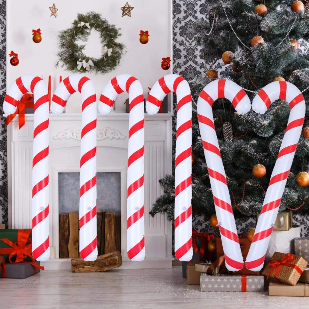 Aufblasbare Weihnachtszuckerstangen – 4er Set PVC-Dekorationen, 87 cm