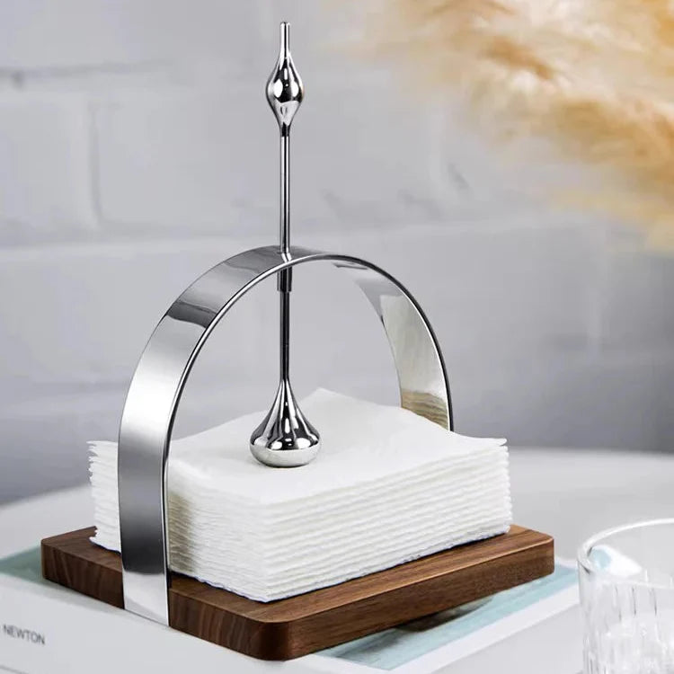 Eleganter Serviettenhalter aus Holz und Edelstahl für stilvolles Dining