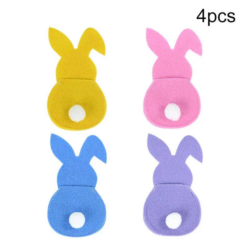 Happy Easter Decor: Set of 4 Bunny Cutlery Holders