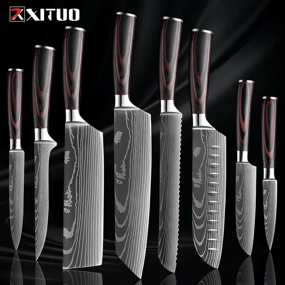 Edelstahl Küchenmesser Set von Nahria - 1-9 Teile mit Ergonomischen Griffen