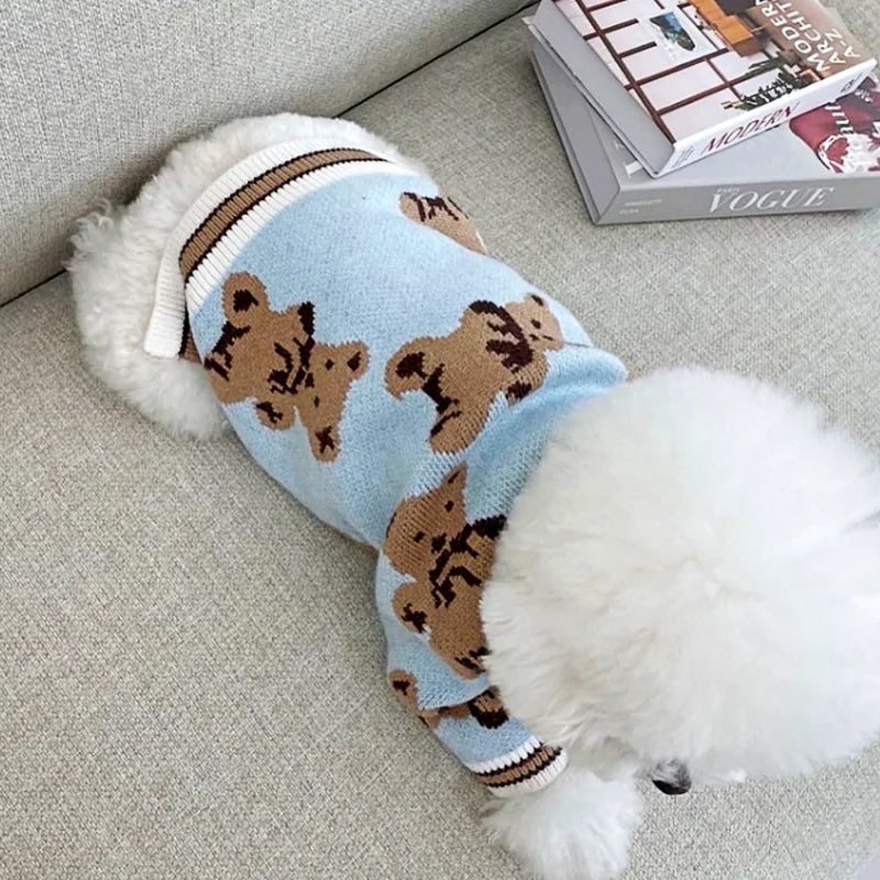 Gestreifter Strickpullover für Hunde – warmes Cardigan