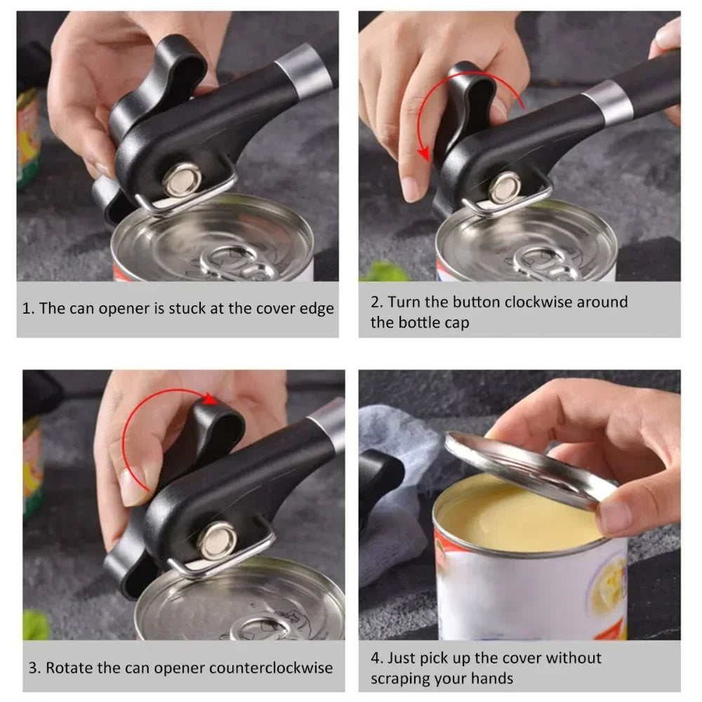 Safe can openers with ergonomic design for kitchen & camping