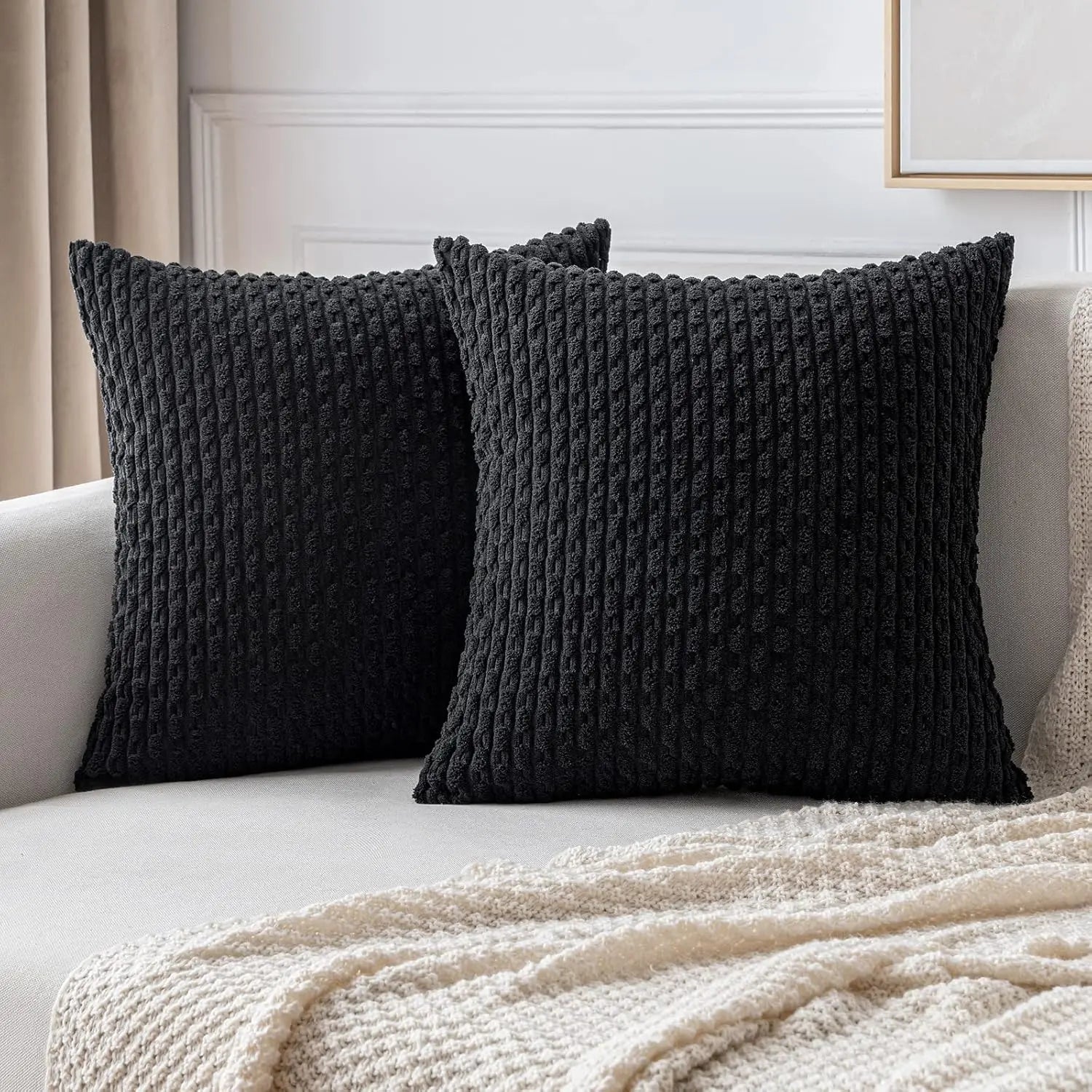 Boho Ripp-Cord-Kissenbezug – Stilvolle gestreifte Dekokissenhülle für Sofa oder Bett