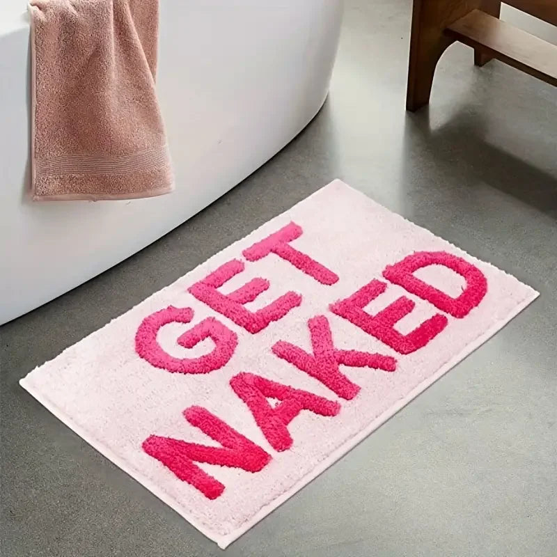 Gestreifte Designteppich – Rosa "Get Naked" Badezimmer- und Wohnteppich