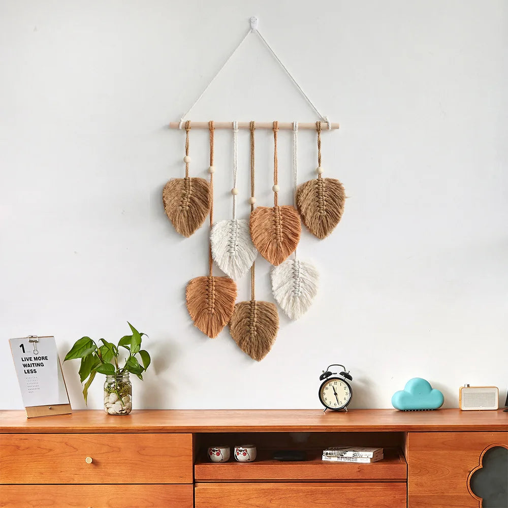 Makramee Wandbehang aus Blattdesign