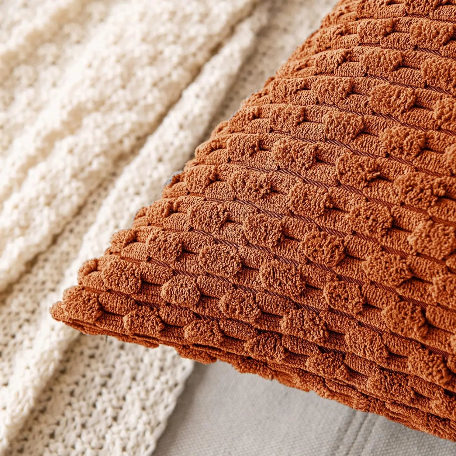 Boho Ripp-Cord-Kissenbezug – Stilvolle gestreifte Dekokissenhülle für Sofa oder Bett