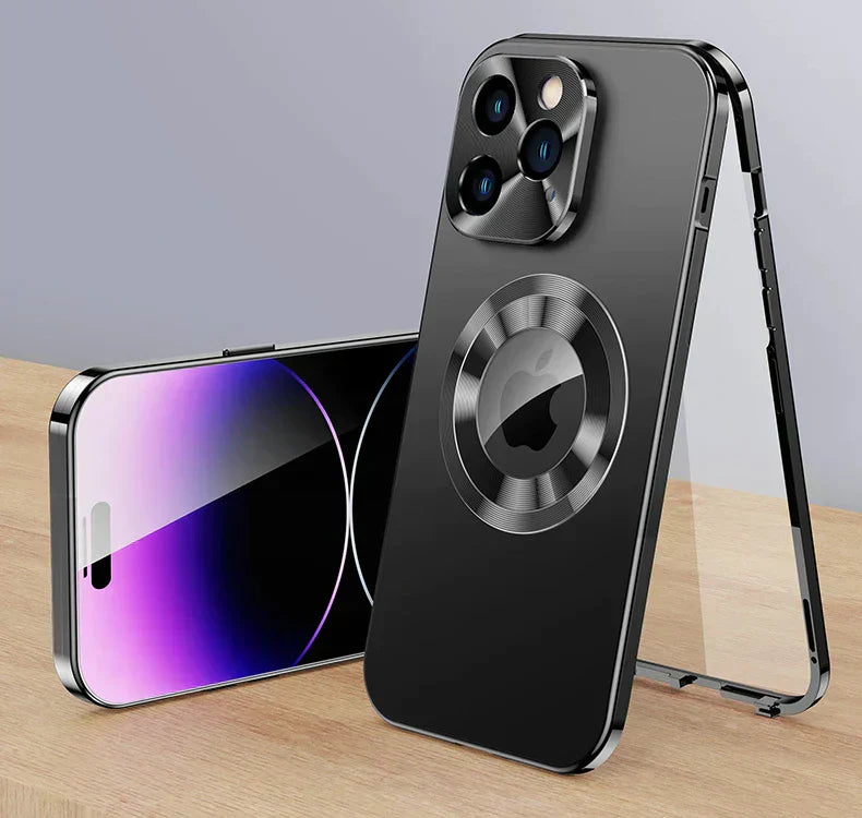 360° Full Protection Case for iPhone 15, 14, 13 – Magnetic & Aluminum