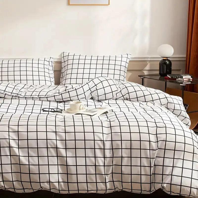 Stylish Plaid Duvet Cover Set – Breathable and Comfortable