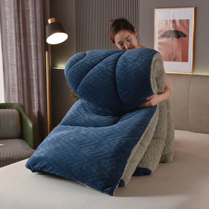 Cozy Sherpa Winter Blanket with Integrated Quilted Core