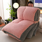 Cozy Sherpa Winter Blanket with Integrated Quilted Core