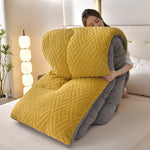 Cozy Sherpa Winter Blanket with Integrated Quilted Core