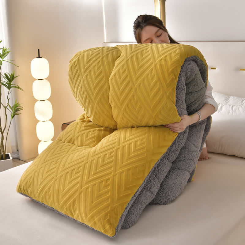 Cozy Sherpa Winter Blanket with Integrated Quilted Core