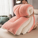 Cozy Sherpa Winter Blanket with Integrated Quilted Core